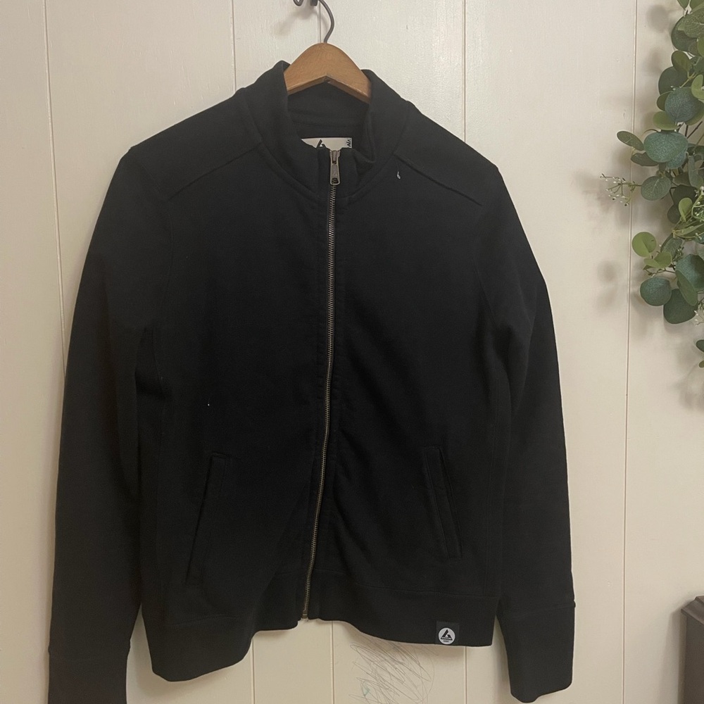 American Giant Women's Black Zip Front Bomber Jacket made in USA - Picture 9 of 10